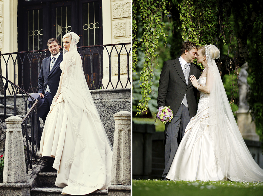 svatební fotografie v zahradě zámku Lnáře