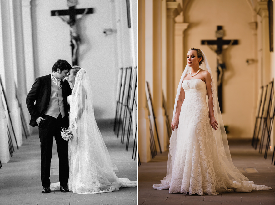 nevěsta a ženich v kostele Sv. Tomáše